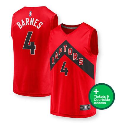 Toronto Raptors Fan Package: Signed Scottie Barnes jersey, 4 Tickets and Pre-Game Courtside Access (YORK FAMILY DONATION)
