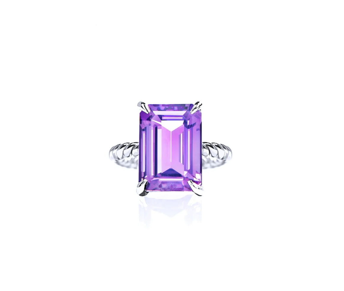 Timeless Glamour: An Emerald-Cut Amethyst Ring